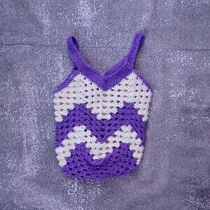 VINTAGE Purple and White Crochet Handmade Made